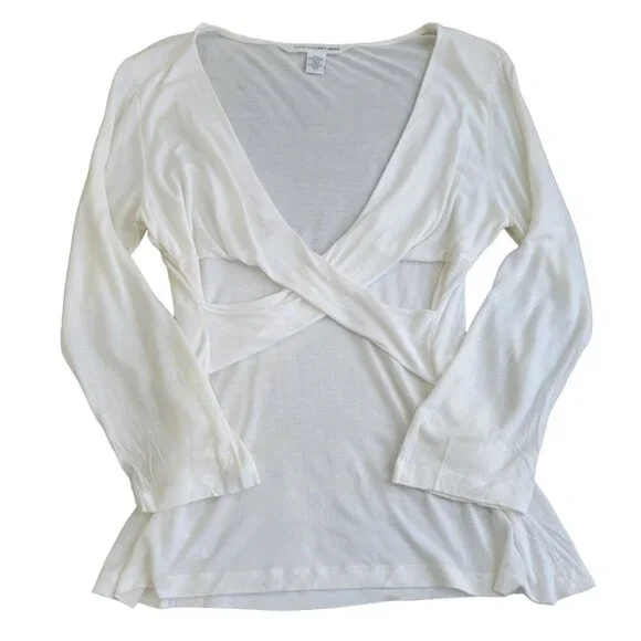 Diane Von Furstenberg Long Sleeve White Top Size L - Picture 4 of 7